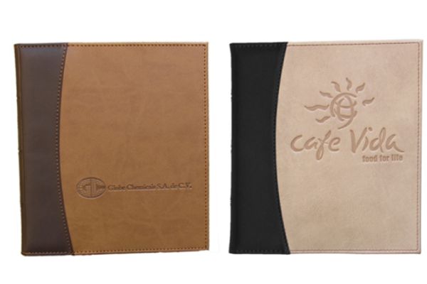 Detalle de funda curpiel cosido en agenda de escritorio