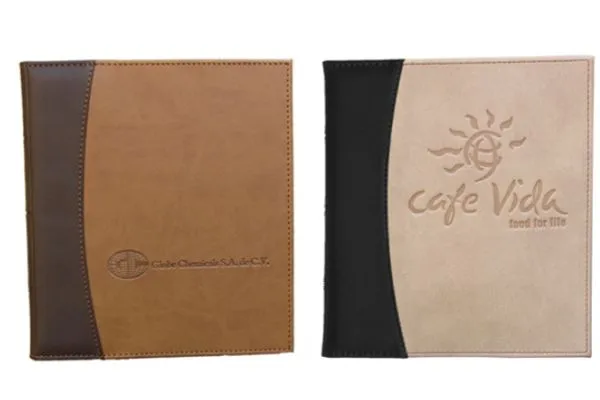 Detalle de funda curpiel cosido en agenda de escritorio